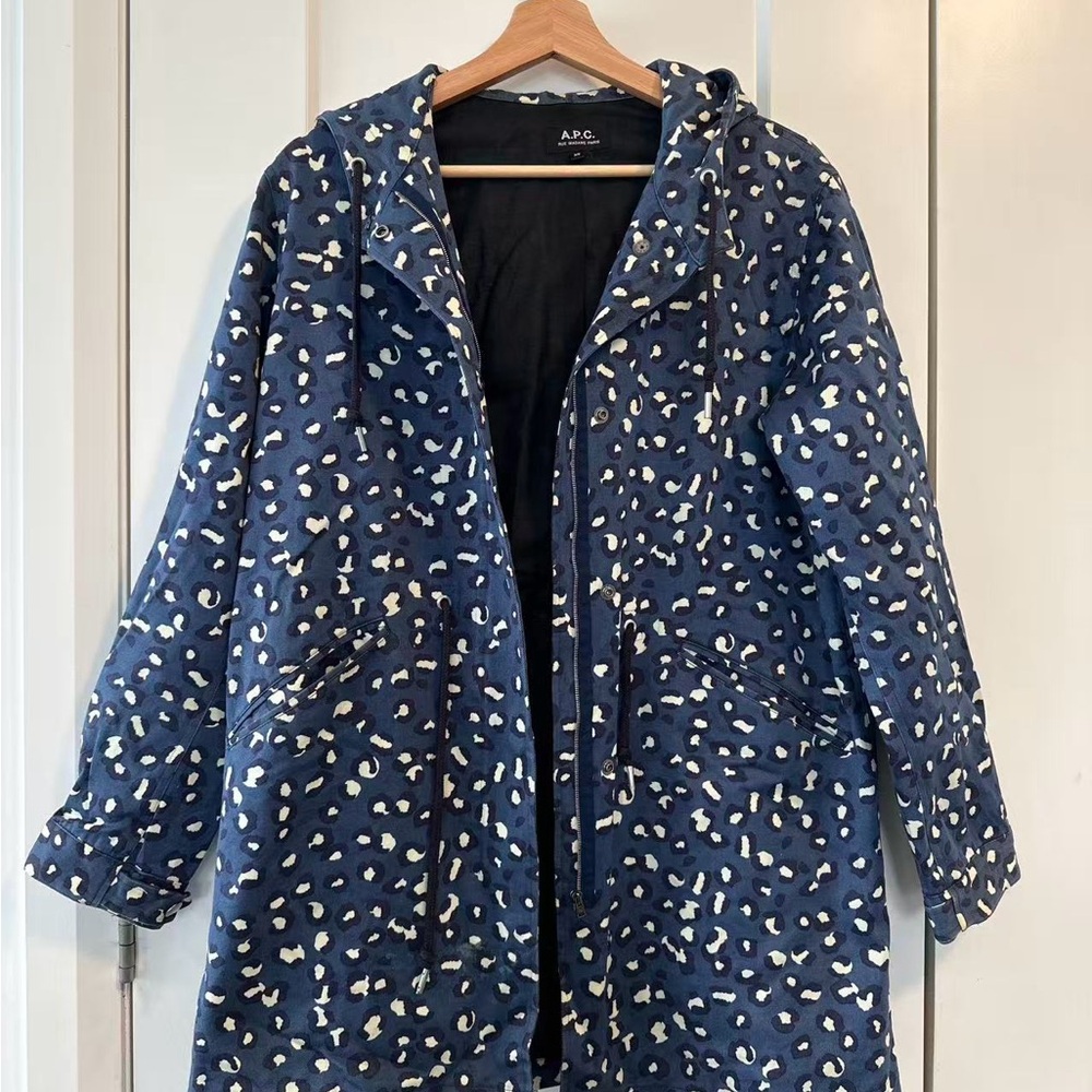 A.P.C. Rue Madame Paris Leopard Print Hooded Coat – Size XS